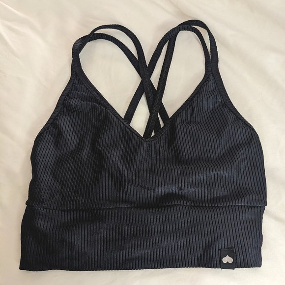 Booty By Brabants Smooth Black Unlined Bra Top with Criss Cross Strap One Size - Picture 2 of 10